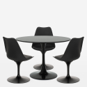 set tavolo rotondo 90cm 3 sedie stile Tulipan design moderno scandinavo ellis Sconti
