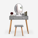 Postazione trucco grigio scandinavo cassetti specchio LED Serena Grey Vendita
