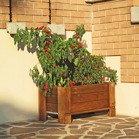 Fioriera a terra in legno giardino esterno balcone terrazzo 81x44x40cm Promozione