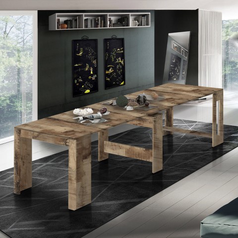 Tavolo da pranzo consolle in legno allungabile 90-300x51cm Pratika Wood