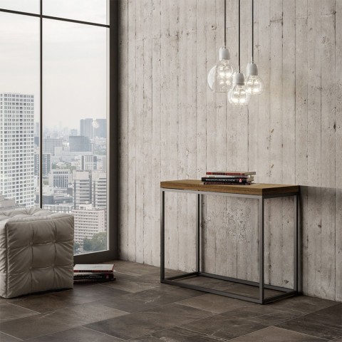 Consolle allungabile tavolo moderno 90x90cm legno Nordica Libra Oak