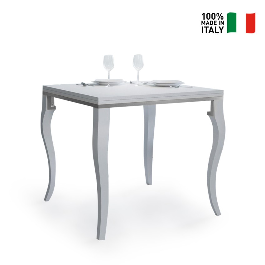 Tavolo da pranzo allungabile 90x90-180cm bianco classico Olanda Libra