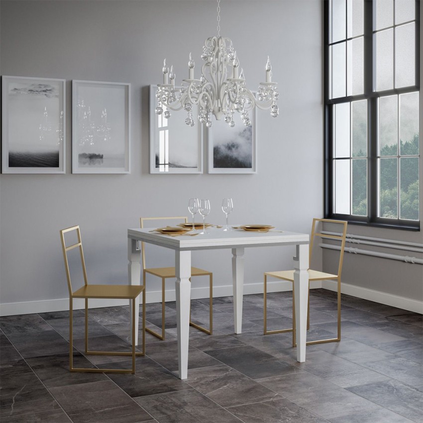 Impero Libra tavolo allungabile 90x90-180cm cucina bianco classico