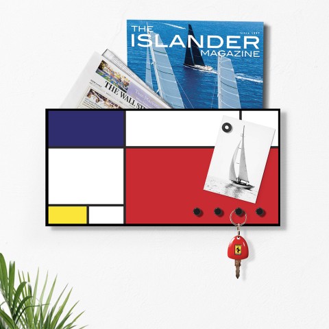 Portachiavi da parete moderno lavagna magnetica portaoggetti Mondrian