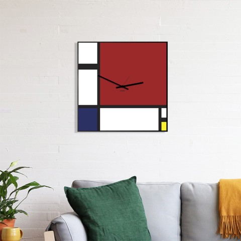 Orologio da parete design moderno lavagna magnetica Mondrian
