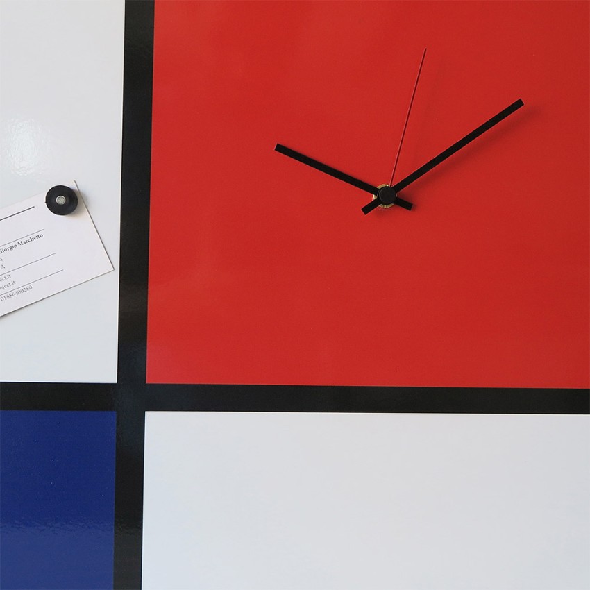 Mondrian Orologio da parete design moderno lavagna magnetica