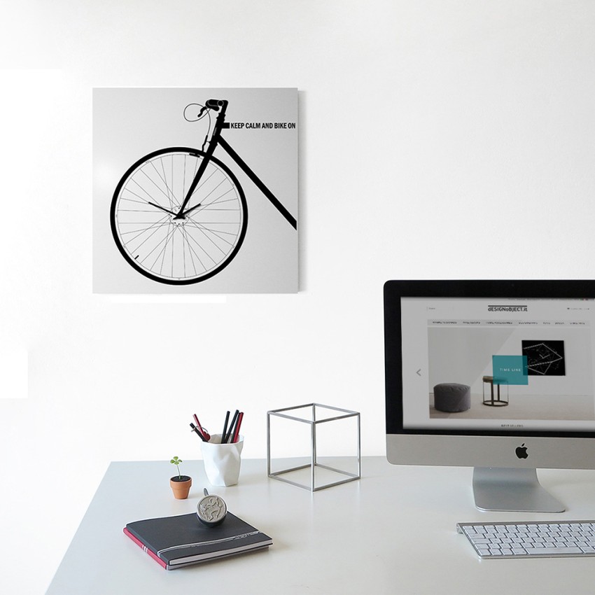 Orologio da parete moderno quadrato 50x50cm design bicicletta Bike On