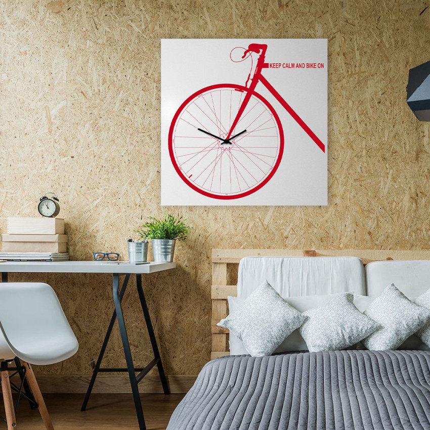 Bike On Big orologio da parete quadrato 80x80cm design bicicletta