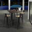 Tavolino alto per sgabelli Industrial 60x60 metallo acciaio legno Bolt Vendita
