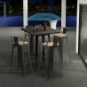 tavolino alto per sgabelli industrial metallo acciaio e legno 60x60 welded Prezzo