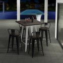 tavolino alto per sgabelli industrial metallo acciaio e legno 60x60 welded Vendita