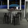 tavolino alto per sgabelli industrial metallo acciaio e legno 60x60 welded Vendita