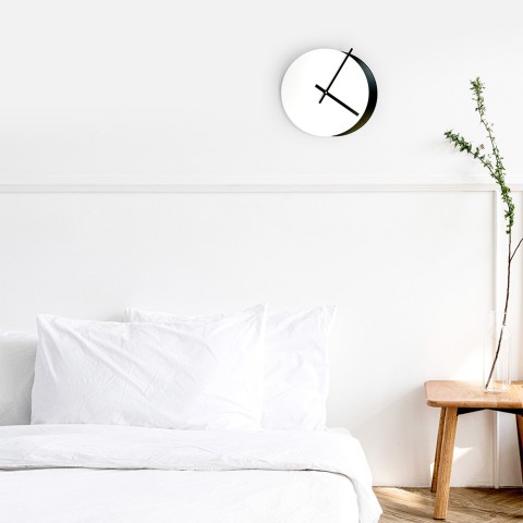 Orologio da parete design moderno minimal rotondo bianco nero Eclissi