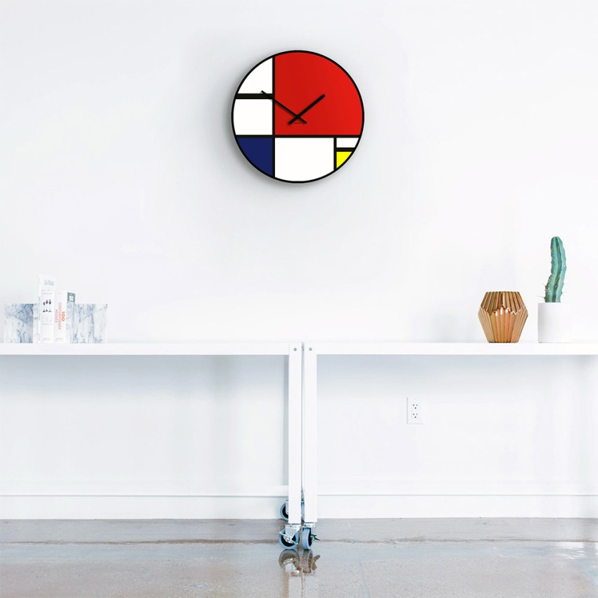 Orologio da parete design moderno arte contemporaneo rotondo Mondrian