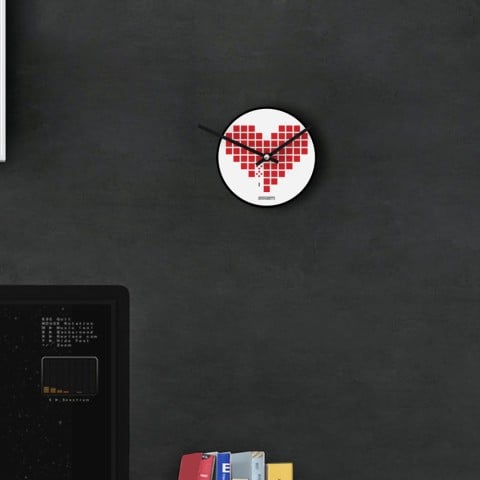 Orologio da parete rotondo videogame arcade moderno Love Invaders