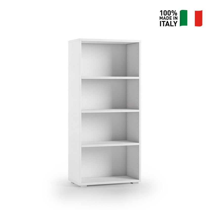 Libreria design moderno ufficio studio soggiorno 4 vani bianco