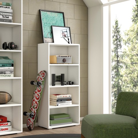 Libreria design moderno ufficio studio soggiorno 4 vani bianco Promozione