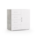 Cassettiera credenza anta 4 cassetti design moderno grigio bianco Offerta