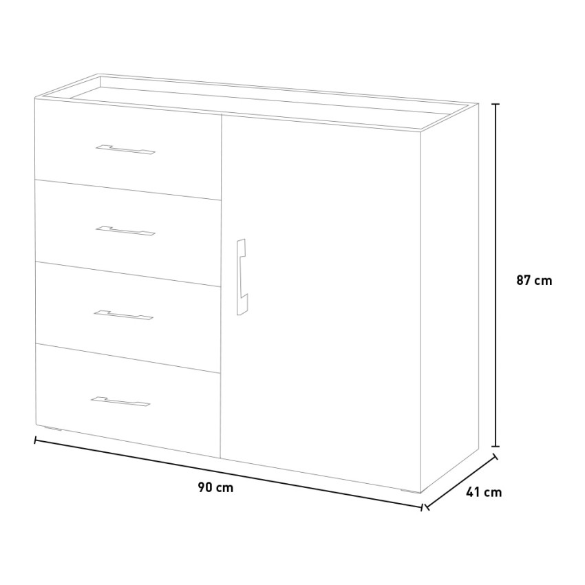 Como Cassettiera Noce Bianco 4 Cassetti da Ufficio Porta Documenti Legno