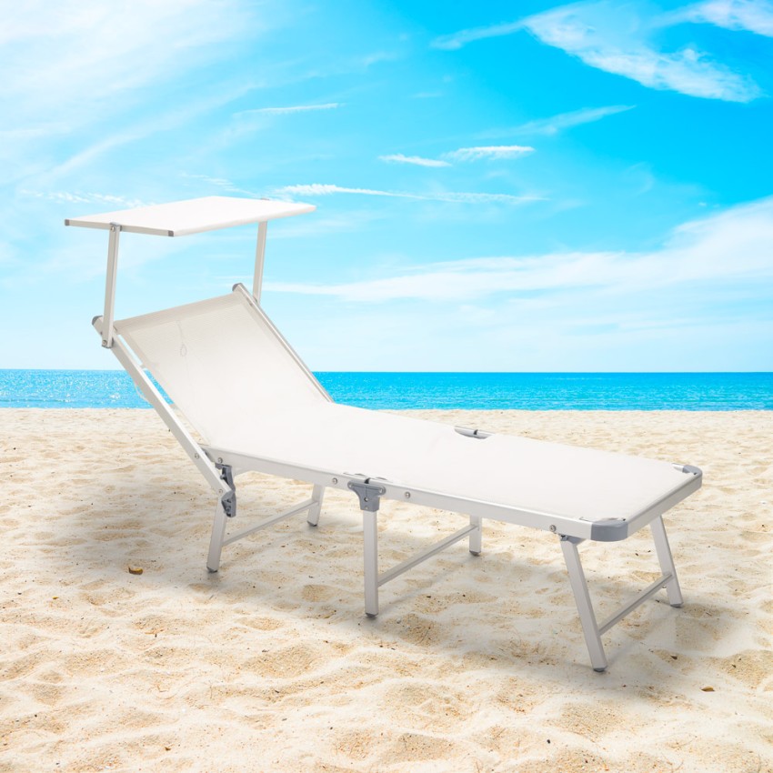 Lettino mare sdraio alluminio pieghevole spiaggia portatile parasole VERONA  LUX