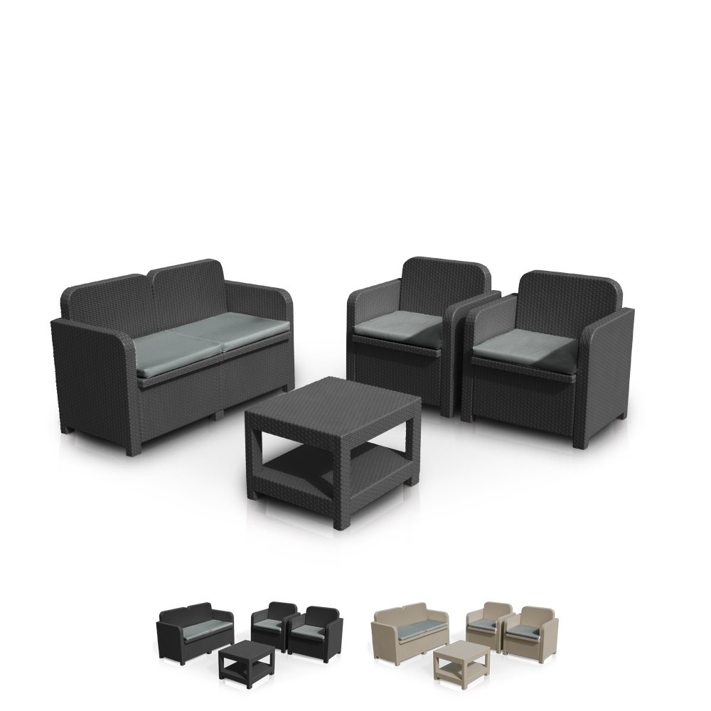 Salotto giardino Grand Soleil Sorrento Poly rattan da esterni 4 posti