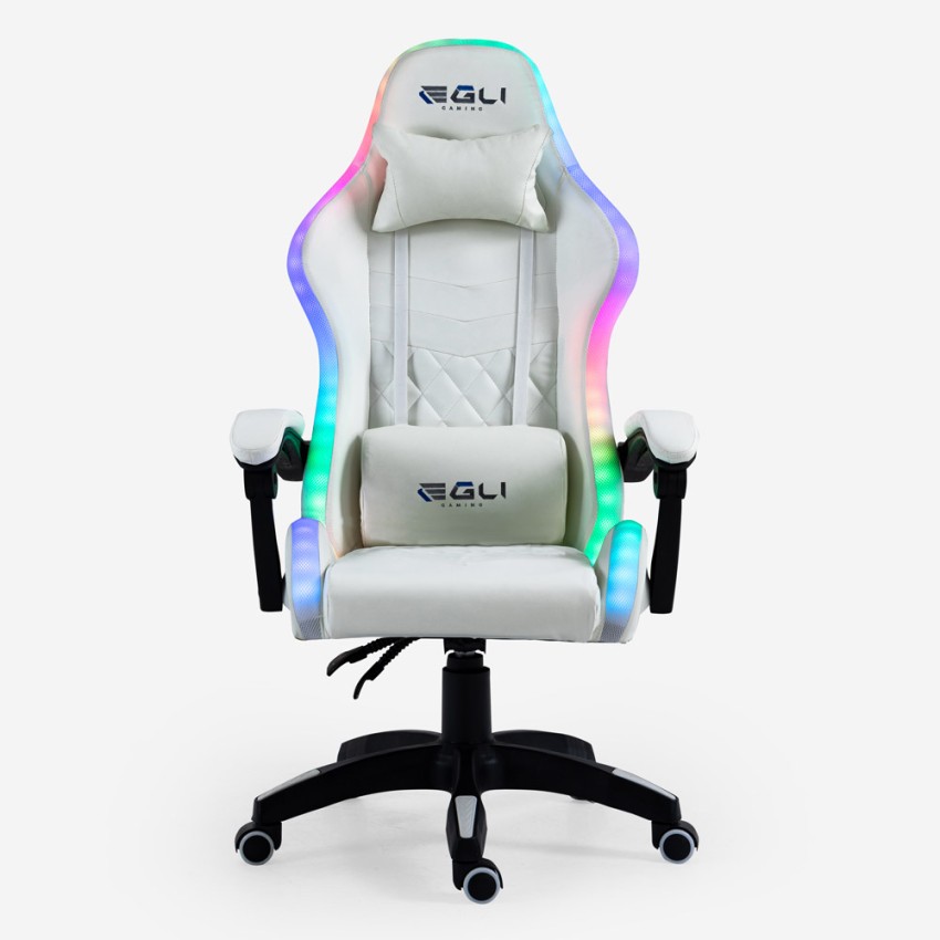 Pixy Plus sedia gaming bianca poltrona massaggiante LED
