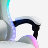 Sedia gaming bianca poltrona massaggiante LED reclinabile ergonomica Pixy Plus 