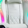 Sedia gaming bianca poltrona LED reclinabile ergonomica cuscino Pixy Costo