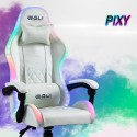 Sedia gaming bianca poltrona LED reclinabile ergonomica cuscino Pixy Offerta