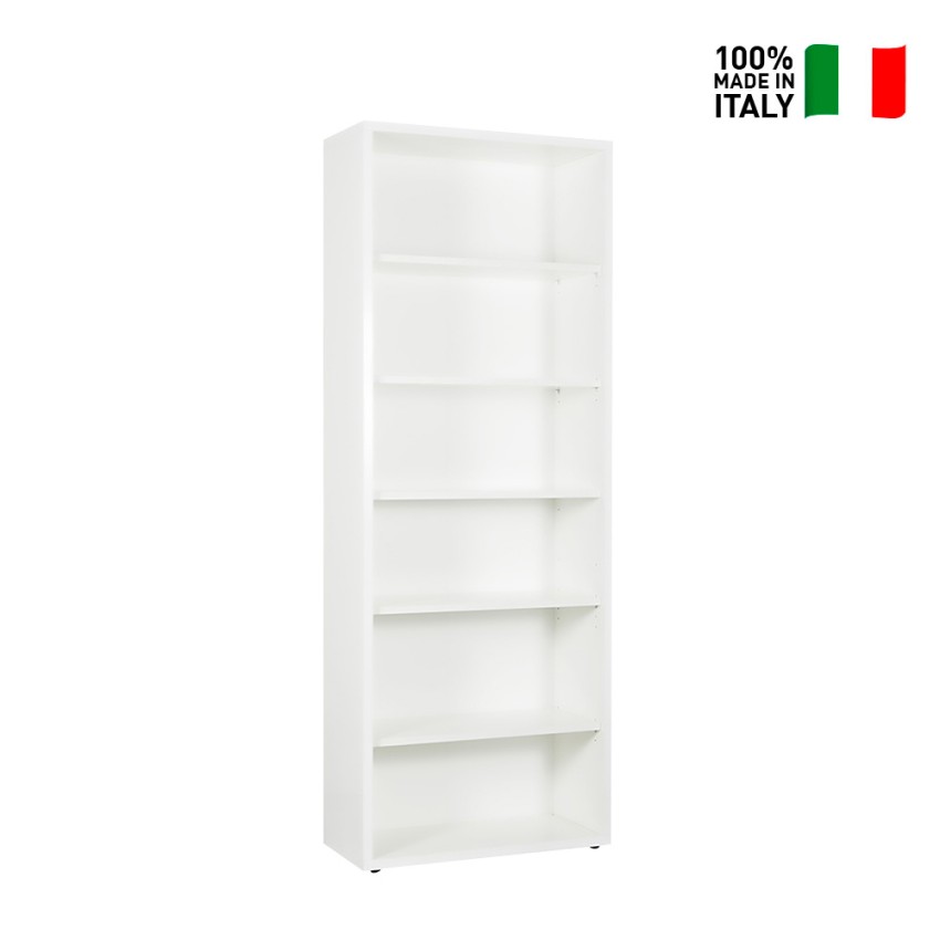 Parallelepiped Libreria Alta 6 Vani Legno Bianco Laccato Da Ufficio