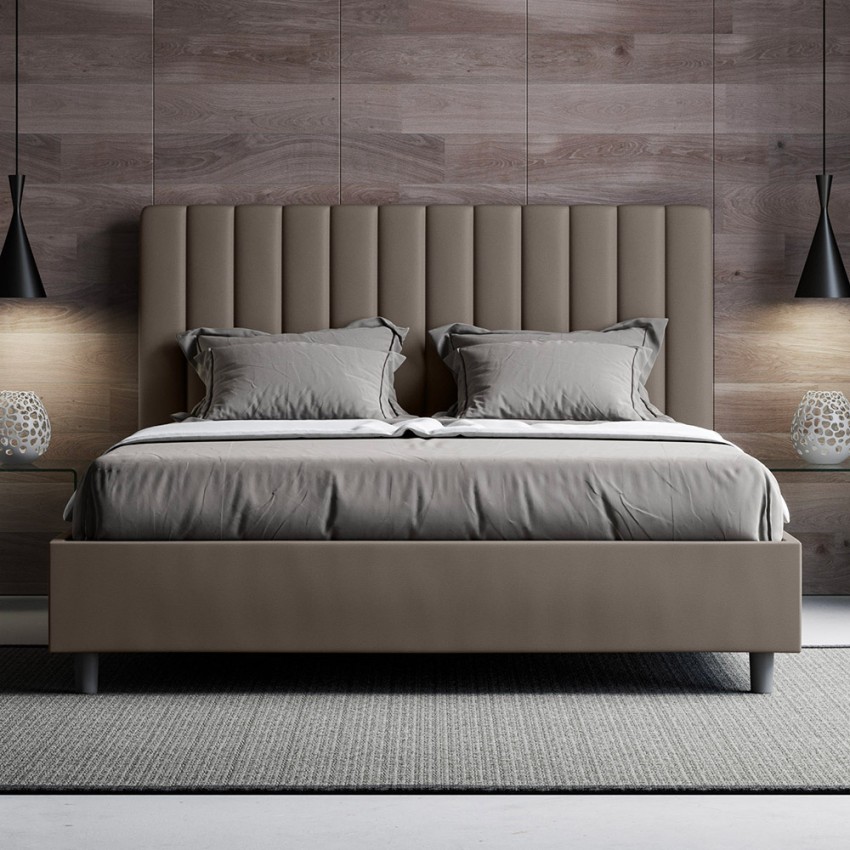 Letto matrimoniale similpelle con contenitore 160x190 cm - Ypsilon